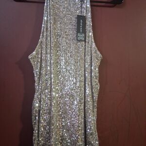Cable & Gauge Silver Sequin Tank Top
